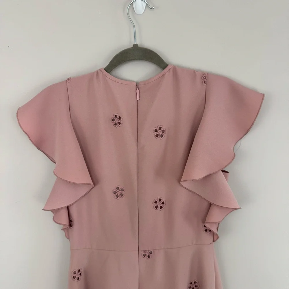 KATE SPADE Pink Floral Crepe Cutout Dress Size 4
